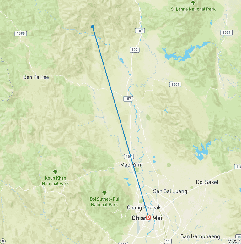 Map of Chiang Mai Nature & Lahu Cultural Trek 3D2N