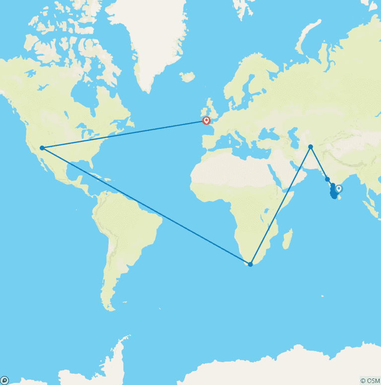 Map of Adventure Tours South India
