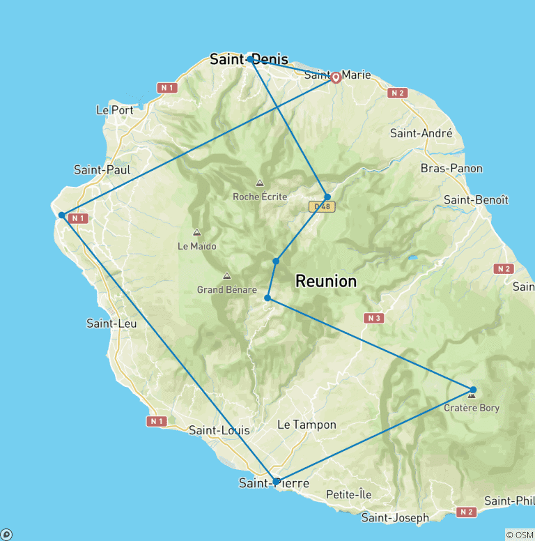 Map of La Réunion: Road Trip to the Volcano Adventure