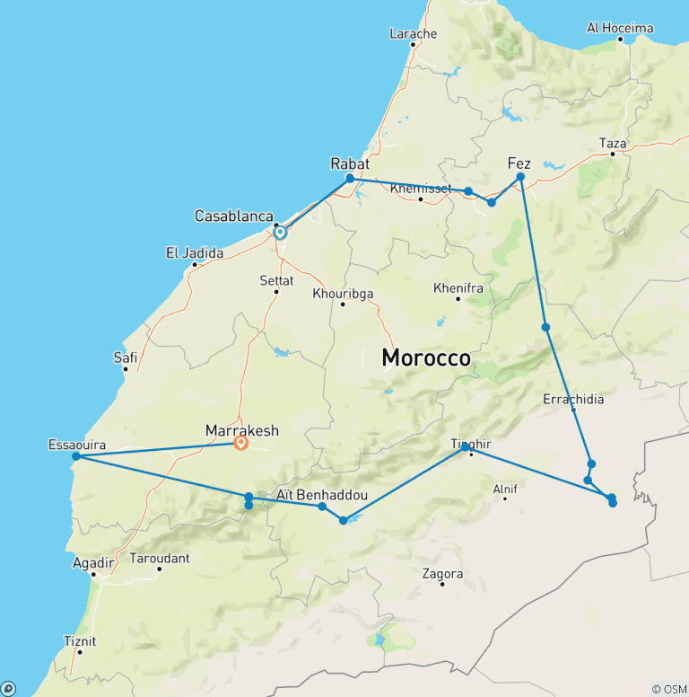 Map of Best of Morocco (from Casablanca to Marrakesh)