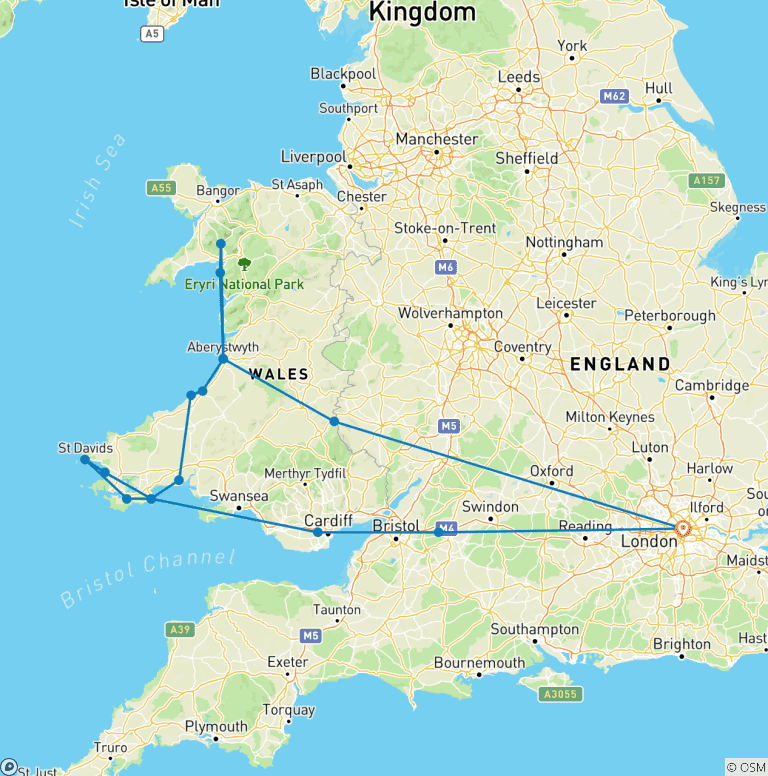Map of Welsh Wanderer (Hotel) - 5 days