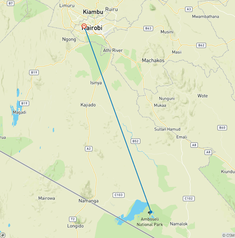 Map of 3 Day Amboseli Private Safari