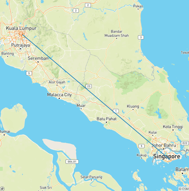 Map of Singapore & Malaysia Highlights