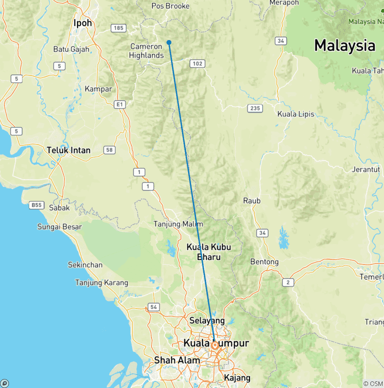 Map of Cameron Highlands & Mt Brinchang Discovery (KUL - KUL)