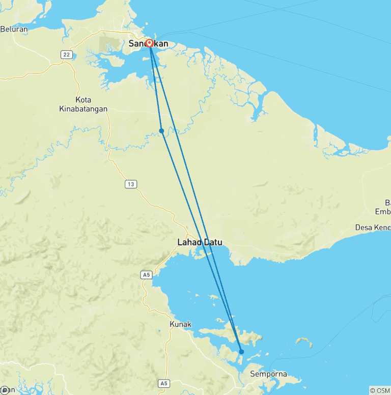 Map of Sandakan Explorer Safari