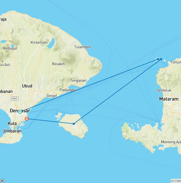 Map of Discover Paradise: 6 Days Gilis and Nusa Penida Islands Experience
