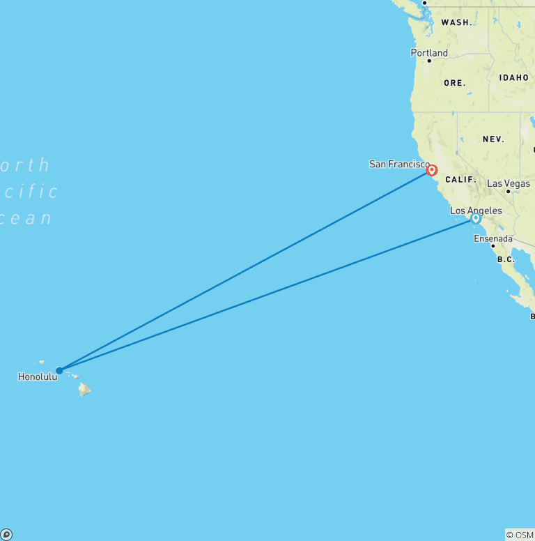 Map of Sunny California: Hollywood & Aloha Hawaii