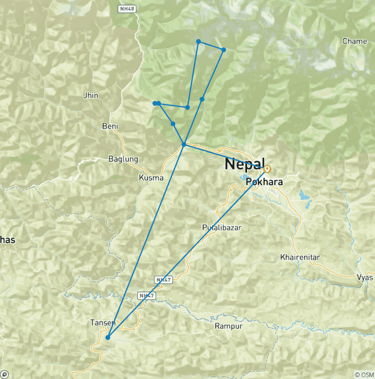 Map of Annapurna Base Camp (Poonhill Inclusive)