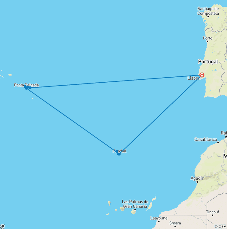 Map of Portugal and Its Islands featuring Lisbon, Azores & Madeira Islands (2025)