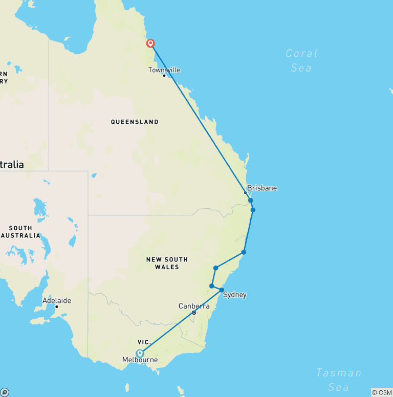 Map of The Ultimate Australia Self-Drive Experience - Private
