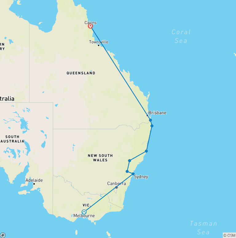 Map of The Ultimate Australia Self-Drive Experience - Private