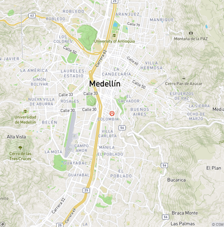 Map of 4 Days Trip in Medellín: Rafting & Nature Adventure Rio Claro