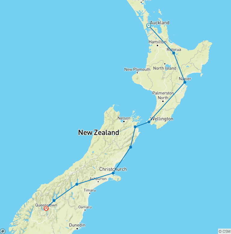 Map of A Self-Drive Odyssey Across New Zealand - Private