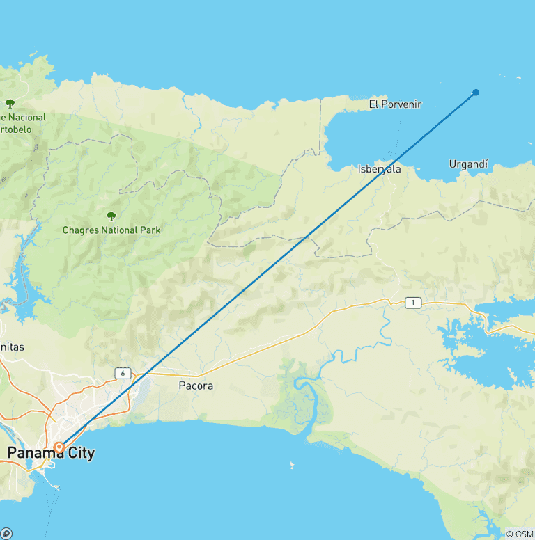 Map of Customized 7 Days Panama Island Tour & Indian Village, Daily Departure