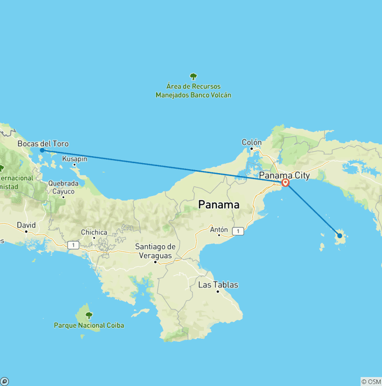 Map of Tailor-Made 10 Days Panama Highlights Tour, Daily Depart & Private Guide