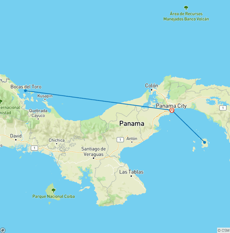 Map of Tailor-Made 10 Days Panama Highlights Tour, Daily Depart & Private Guide