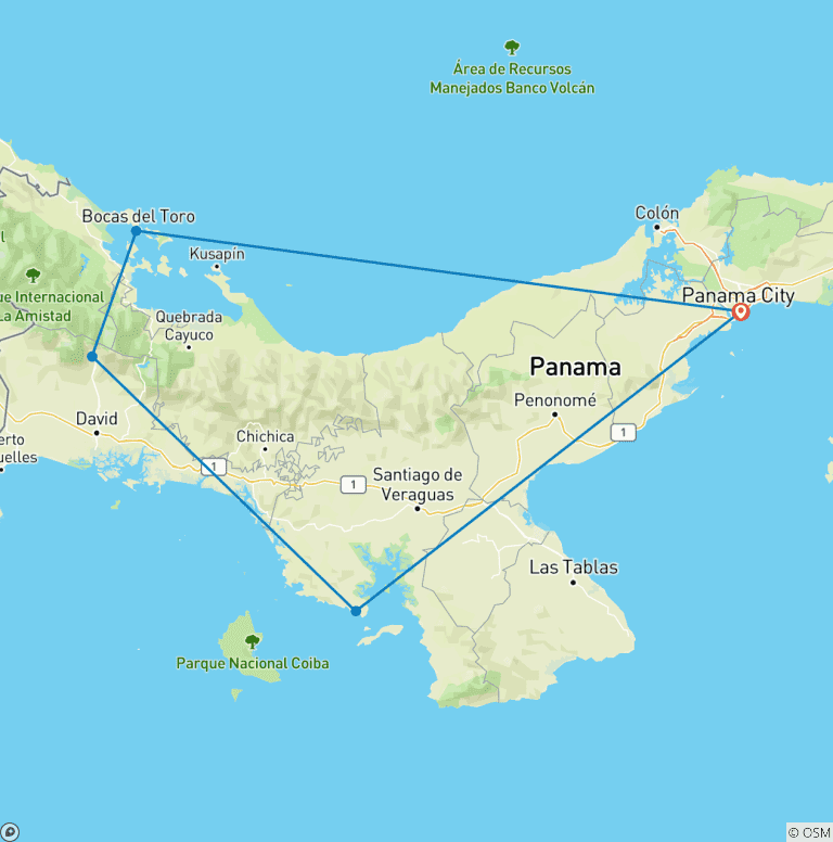Map of 12 Days Private Tour to Panama Canal & Bocas del Toro Islands, Daily Start