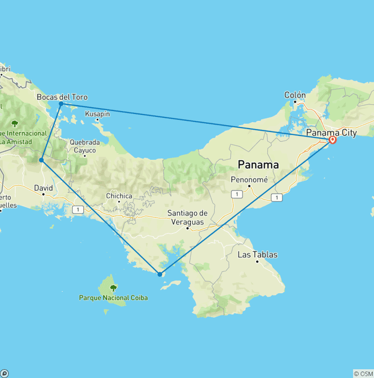 Map of 12 Days Private Tour to Panama Canal & Bocas del Toro Islands, Daily Start