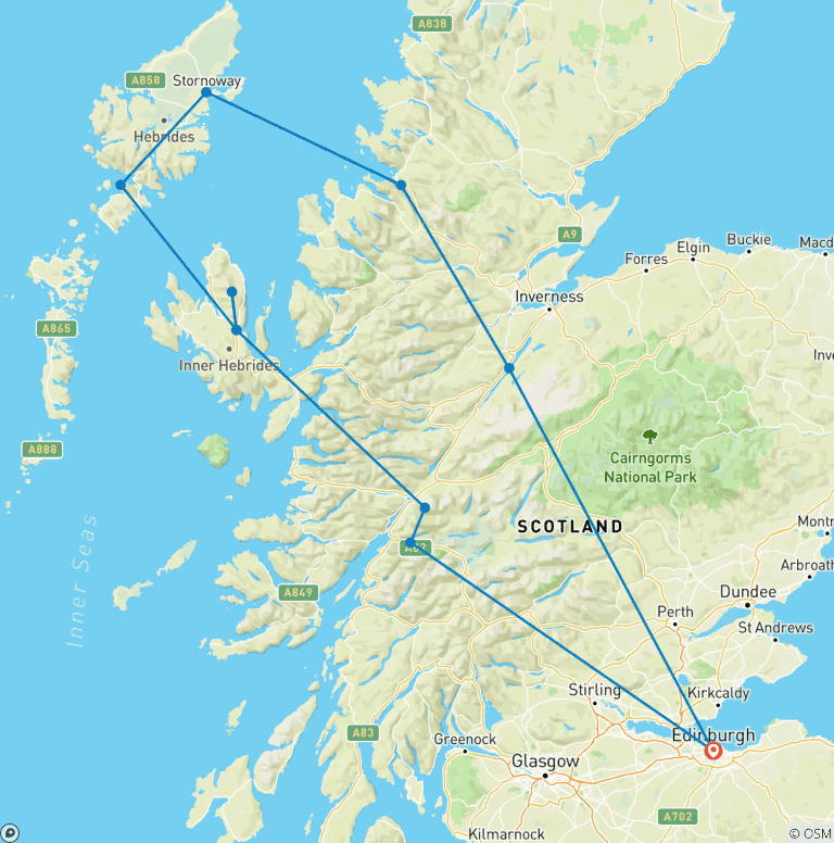 Map of Outer Hebrides & Skye Explorer - 6 days