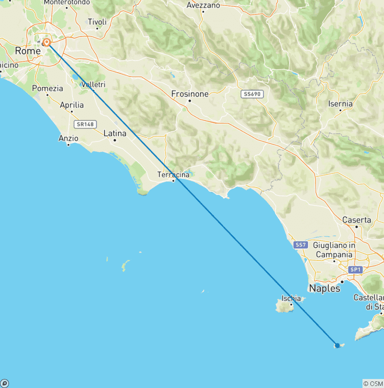 Map of Capri Island & Blue Grotto (from Rome) - 3 days