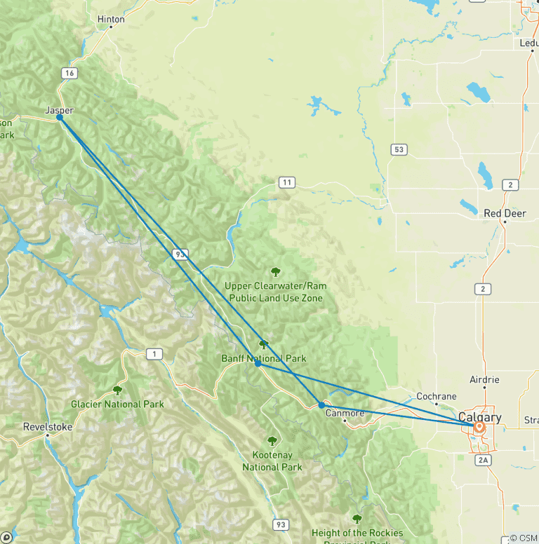 Map of The Classic Canadian Rockies
