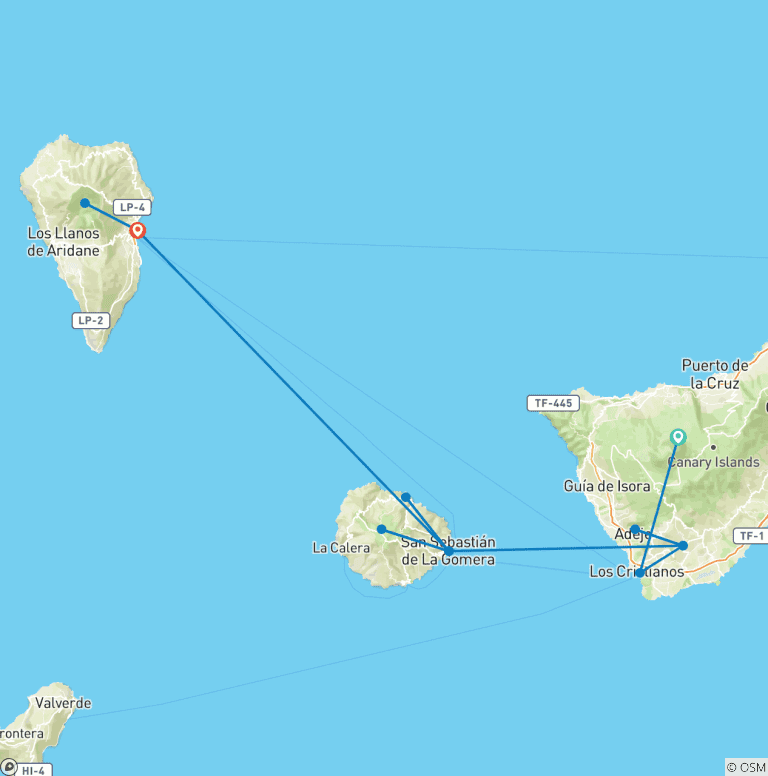 Map of Undiscovered towns & trails of the Canary Islands