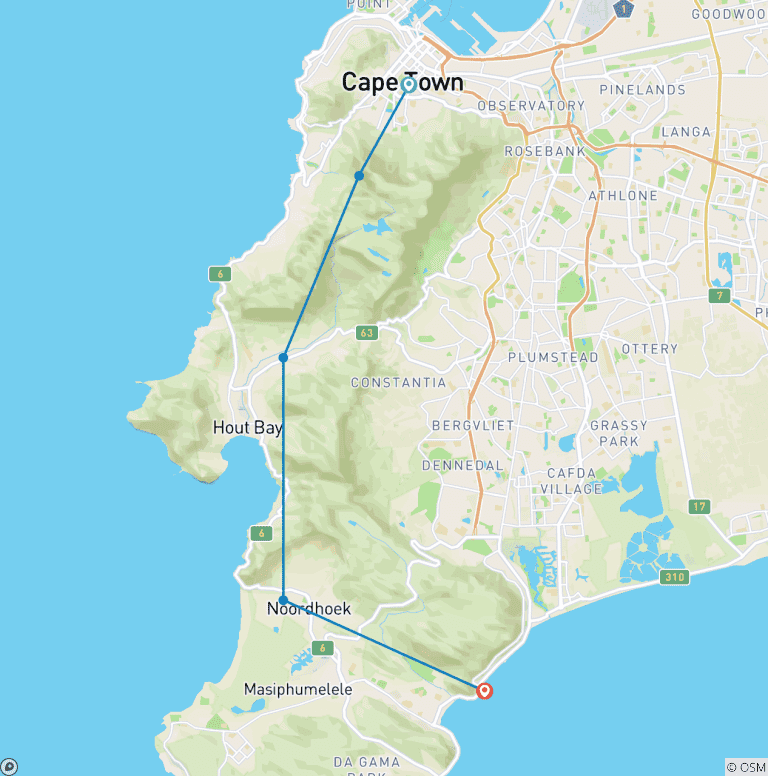 Map of Cape Town Stopover Package