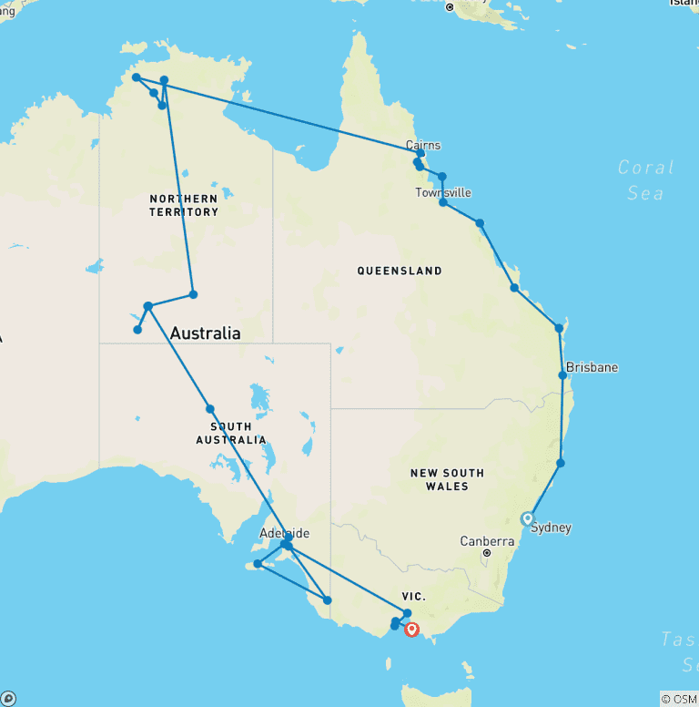 Map of Dreamtime Australia