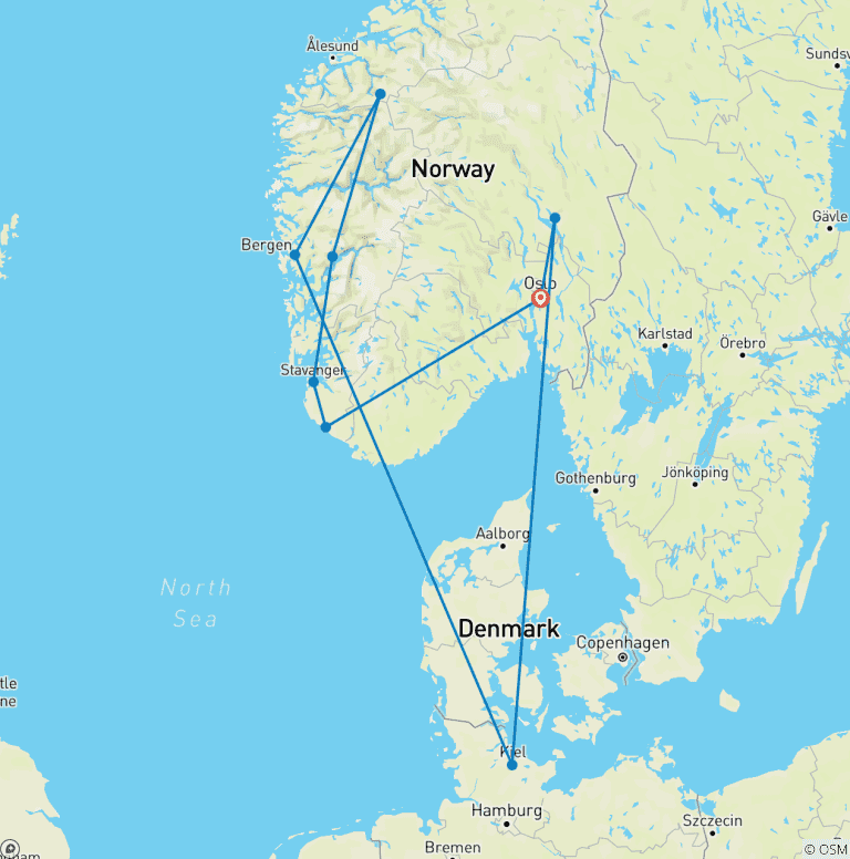 Map of Grand Tour of Southern Norway