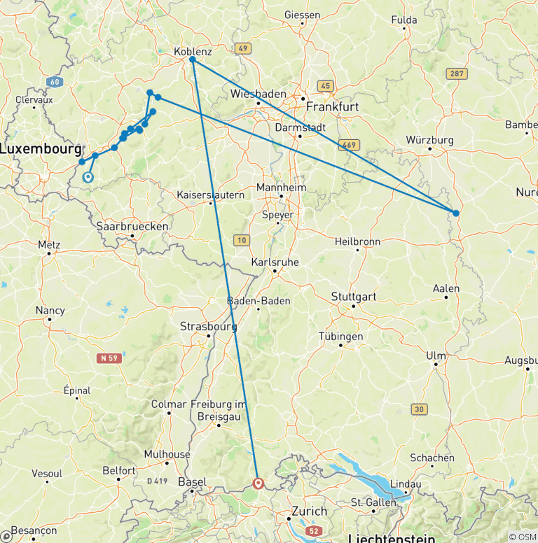 Map of MS Olympia - Saarburg-Koblenz