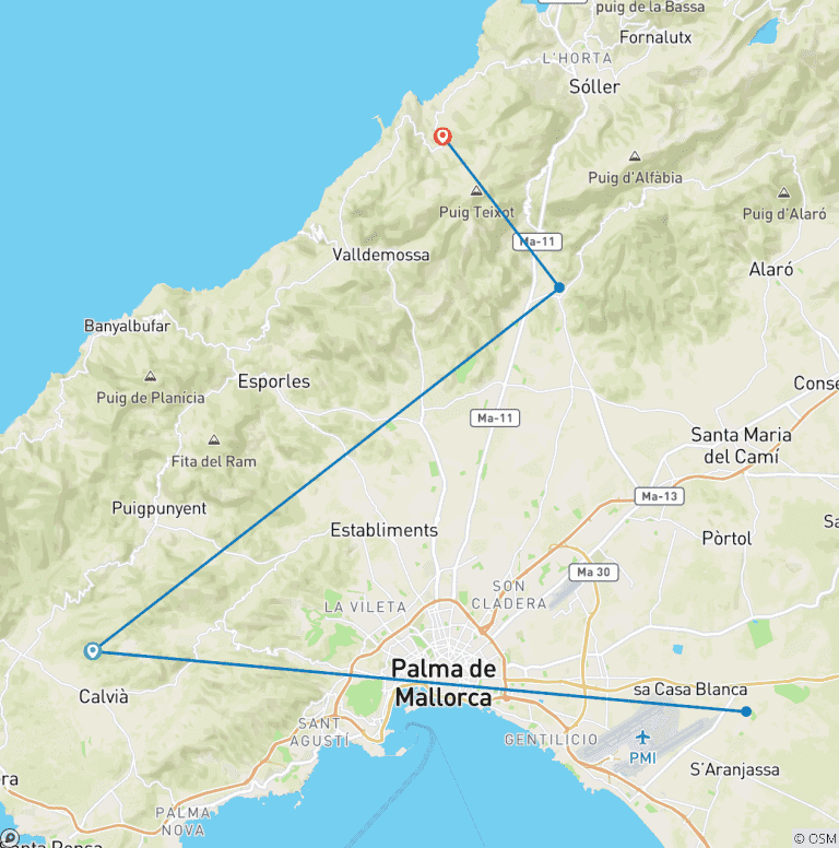 Map of Finca hiking Mallorca
