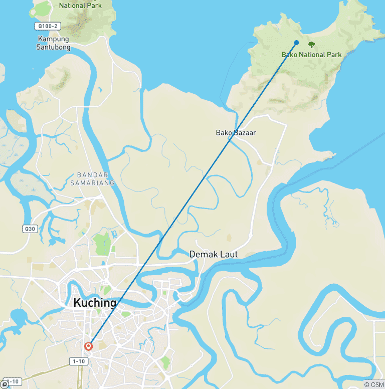 Map of Small Borneo round trip (5 nights)