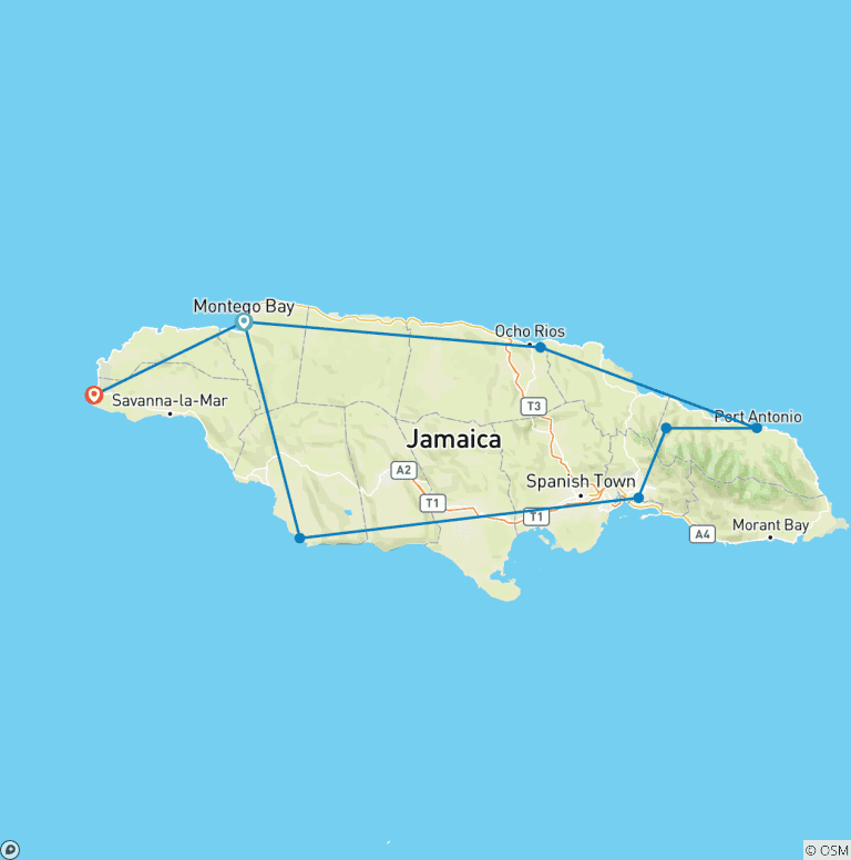 Map of Jamaica's colorful diversity