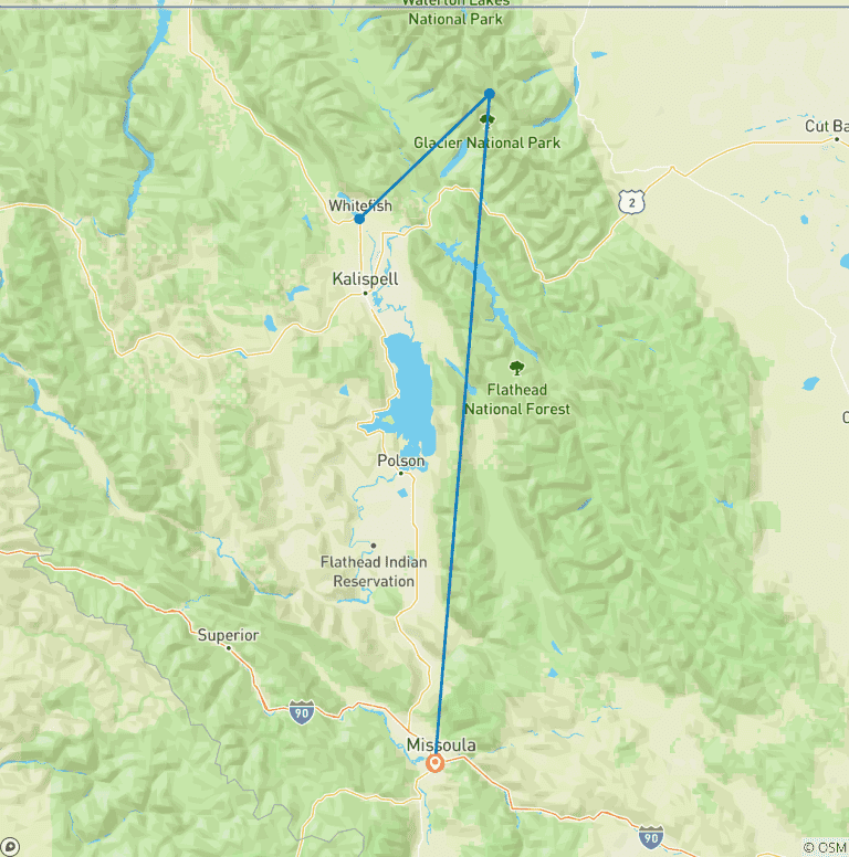 Map of Glacier National Park & the Rockies - 7 days