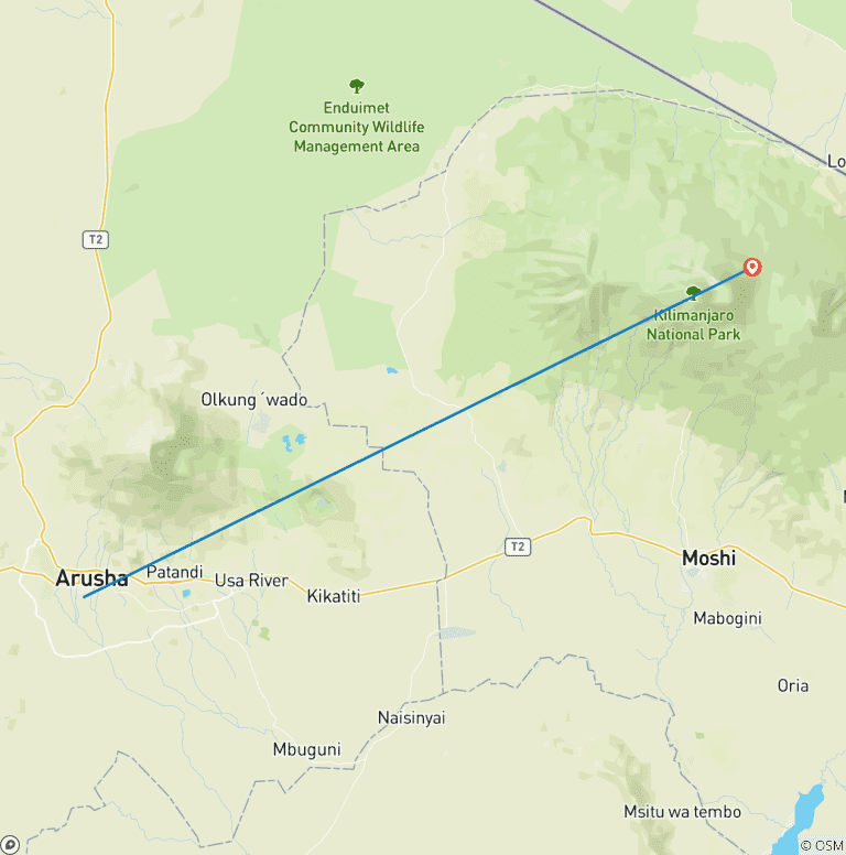 Map of Experience Trek Tour: Kilimanjaro Via Lemosho Route