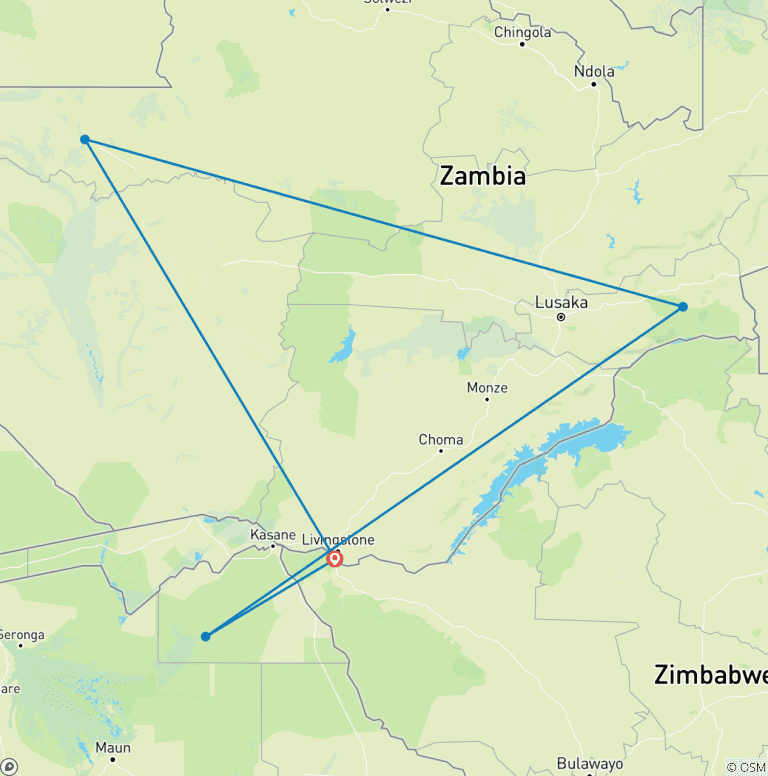 Map of A Journey of Wonder Victoria Falls Adventure 6Days/5Nights (Comfort Plus)