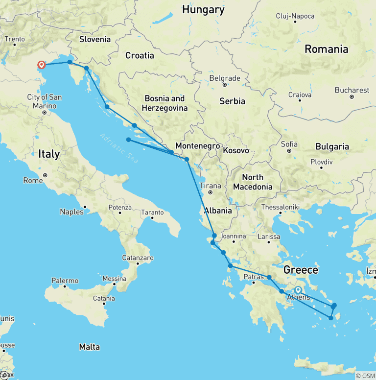Map of Discover Greece, Corinth Canal & the Adriatic