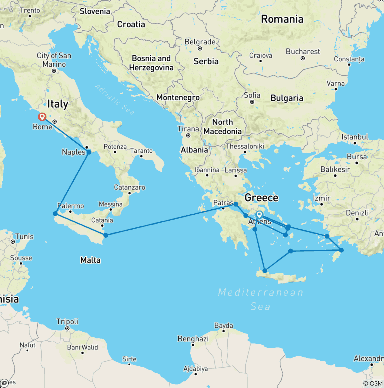 Map of Discover the Charm of the Greek Isles & the Amalfi Coast