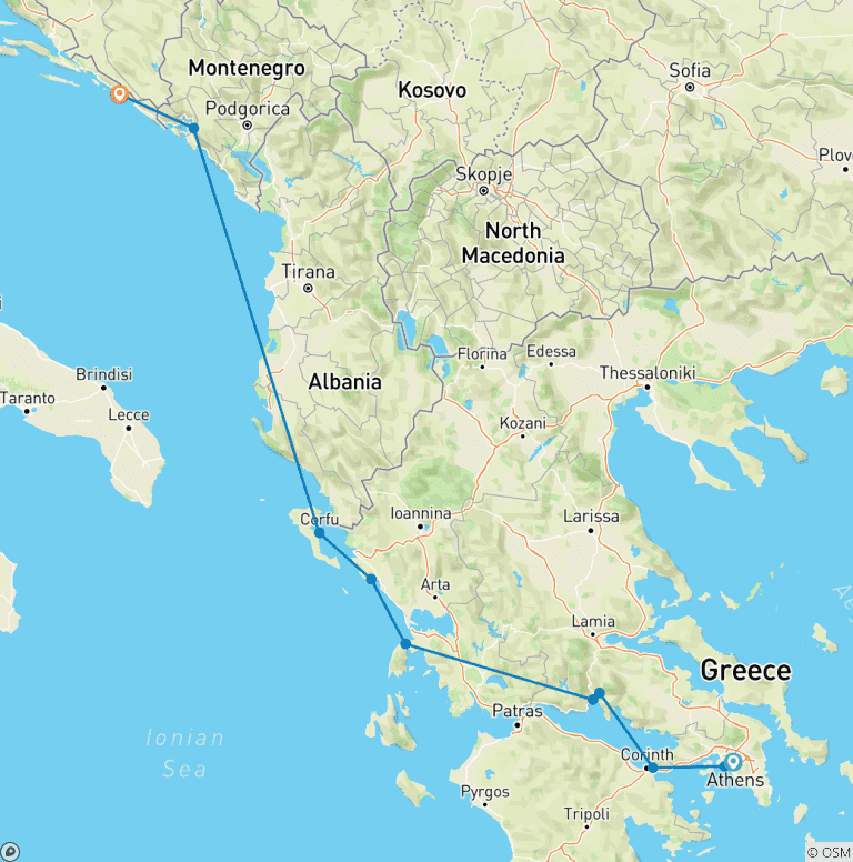 Map of Mediterranean Enchantment 2025 - 8 Days