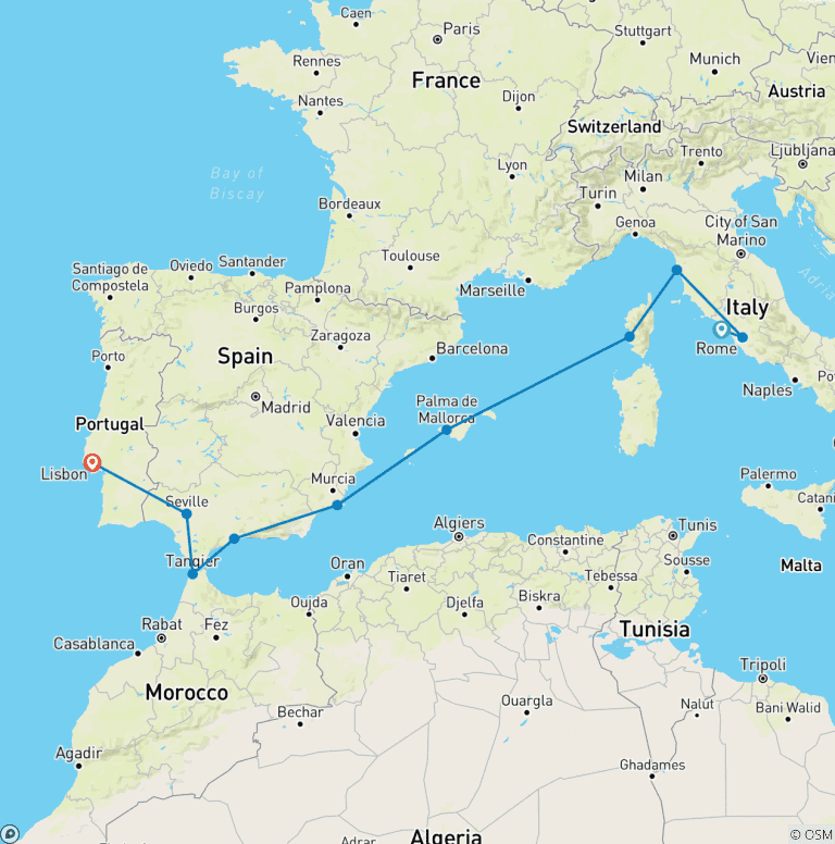 Map of Mediterranean rivieras