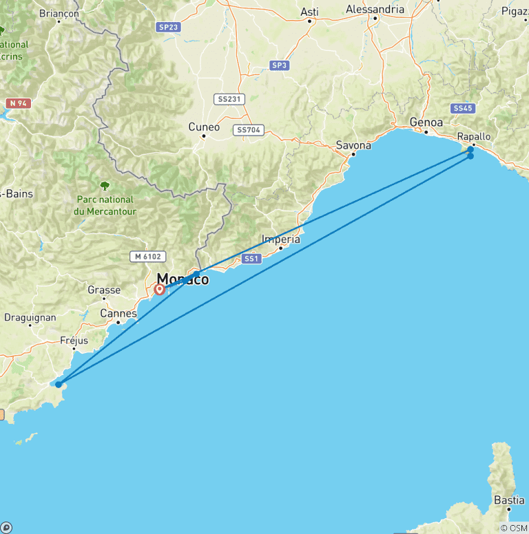 Map of Côte d'Azur & Beyond
