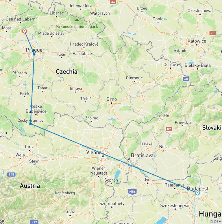 Map of Danube in Depth with Prague 2025|2026|2027