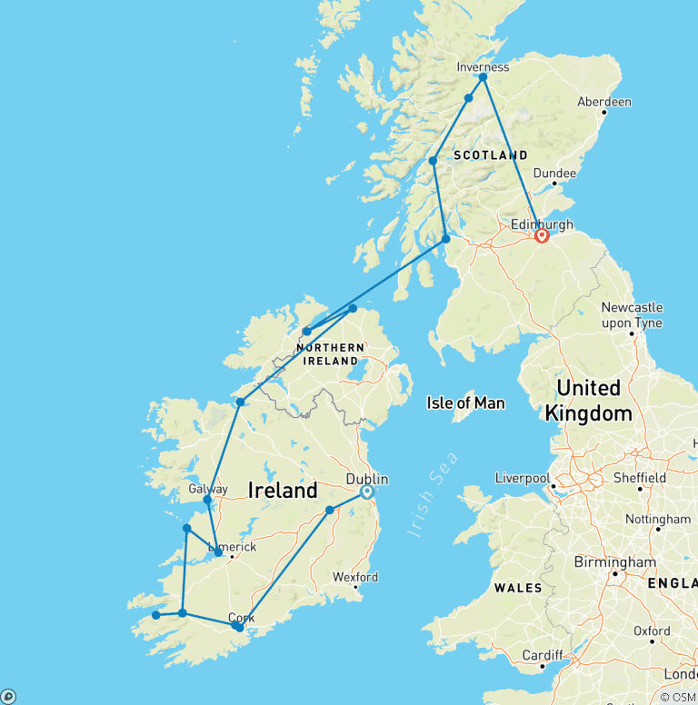 Map of Best of Ireland & Scotland - Premium (Classic) (including Shannon)