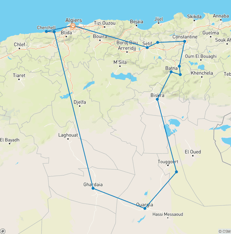 Map of Wonders of Ancient Algeria and the M'Zab Valley