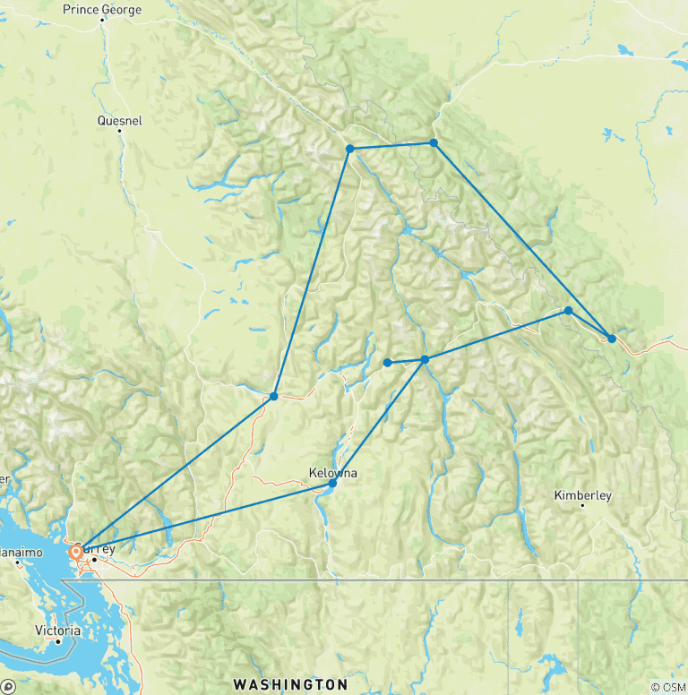 Map of Canadian Rockies Express - 4 days