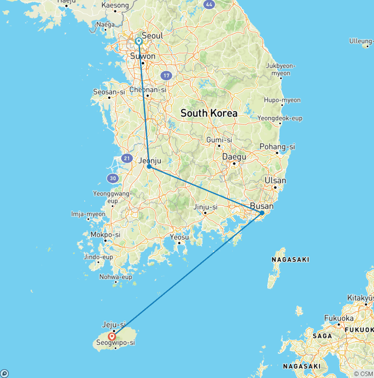 Map of Uncover Korea: K Pop & Hanok Villages