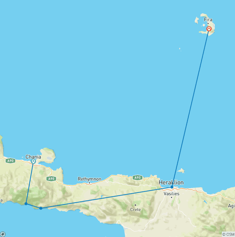 Map of Crete & Santorini Discovery