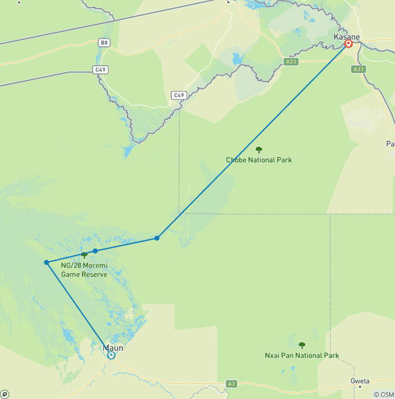 Map of Okavango Delta & Khwai: Ultimate Safari Adventure