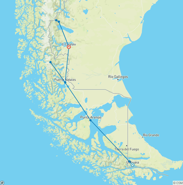 Map of Group Tour - Everything starts at the end of the World