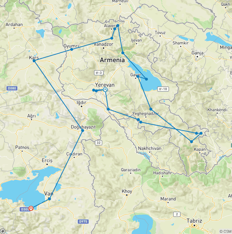 Map of Armenia and Eastern Turkey